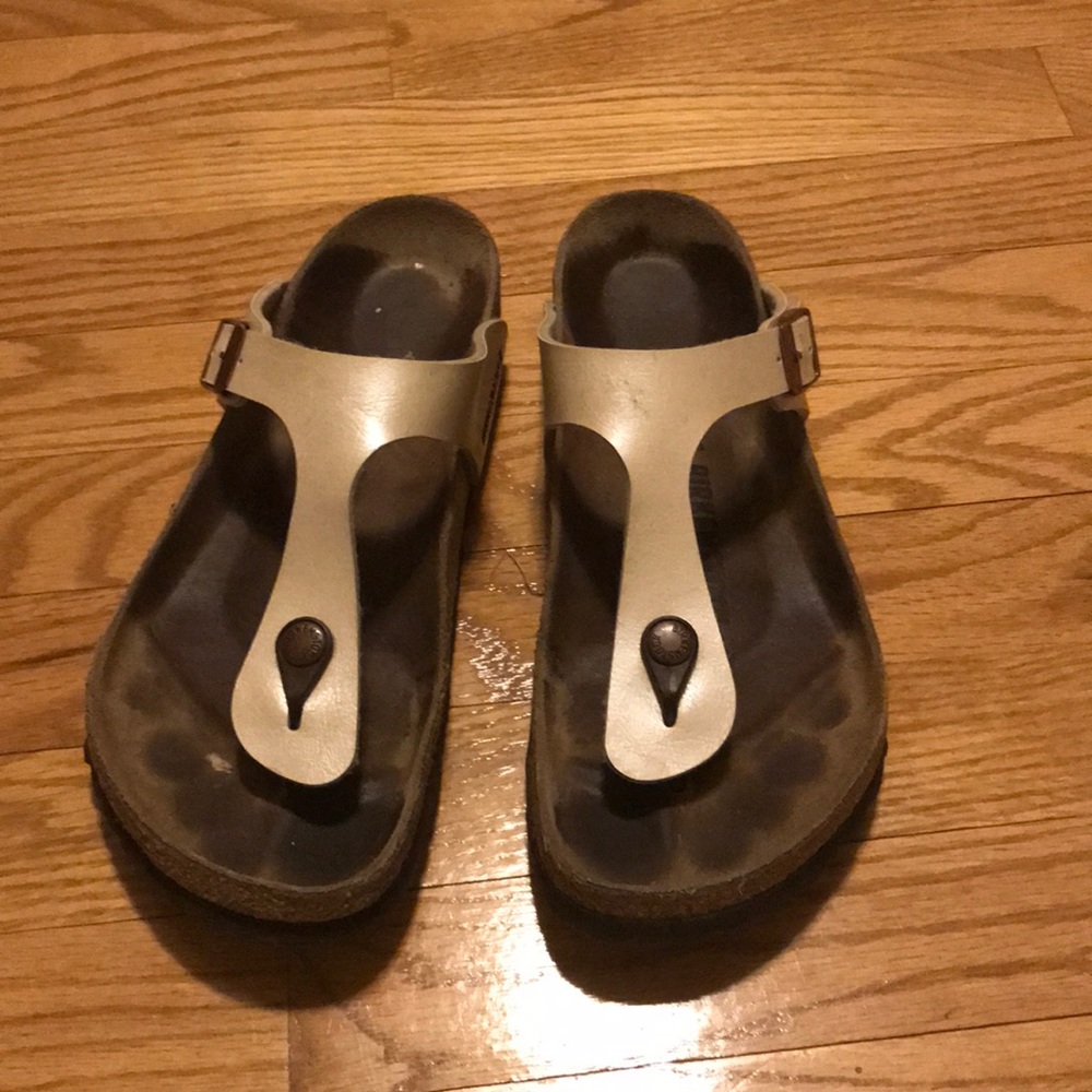 Gizeh pearl white birkenstocks